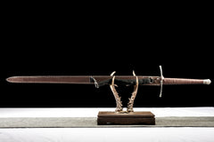 Engraved Blade, Brown Leather Scabbard european sword product photo 1