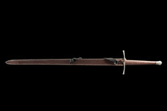 Engraved Blade, Brown Leather Scabbard european sword product photo 2