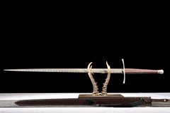 Engraved Blade, Brown Leather Scabbard european sword product photo 4
