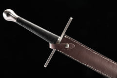 Brown Leather Scabbard, Black Grip european sword product photo 6