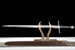 Brown Leather Scabbard, Black Grip european sword product photo 8