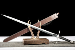 Brown Leather Scabbard, Black Grip european sword product photo 10