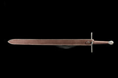 Brown Leather Scabbard, Burgundy Grip european sword product photo 5