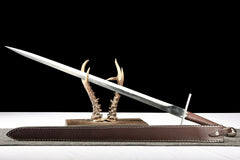 Brown Leather Scabbard, Burgundy Grip european sword product photo 8