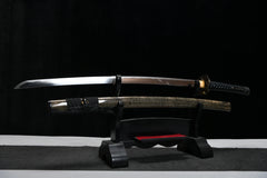 Katana – Clay Tempered T10 Katana Sword with Polished Finish 黒龍... handle, guard, and fittings detail photo