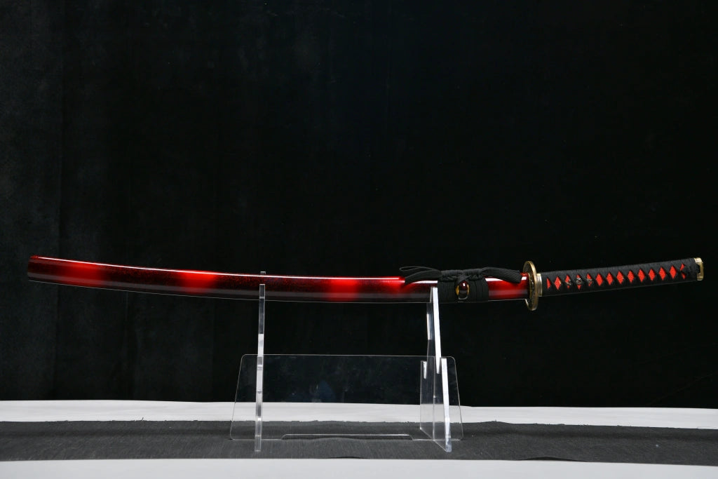 High Manganese Steel Katana with Crimson Lacquered Saya 緋影 Hi-Kage... full product photo
