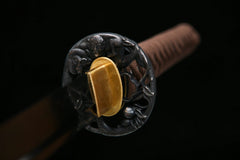 Katana – T10 Clay Tempered Steel Monkey-Themed Katana 猿の刀 Saru Tōtō blade and saya detail photo