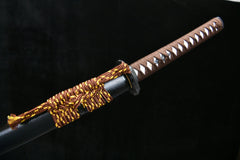 Katana – T10 Clay Tempered Steel Monkey-Themed Katana 猿の刀 Saru Tōtō handle, guard, and fittings detail photo