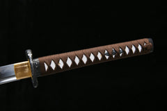 Katana – T10 Clay Tempered Steel Monkey-Themed Katana 猿の刀 Saru Tōtō handle, guard, and fittings detail photo