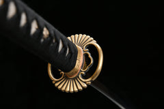 Katana – T10 Clay Tempered Blade with Red Saya 緋炎 full product photo