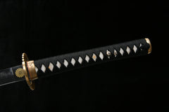 Katana – T10 Clay Tempered Blade with Red Saya 緋炎 full product photo