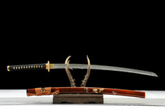 Katana – Brown Edge 褐锐 - T10 clay tempered steel Katana blade and saya detail photo