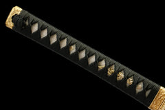 Katana – Brown Edge 褐锐 - T10 clay tempered steel Katana handle, guard, and fittings detail photo