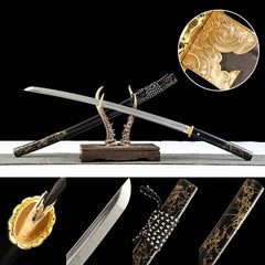 Katana – Ghost of Yōtei Gilded Night T8 Clay Tempered Blade |... handle, guard, and fittings detail photo