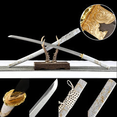 Katana – Ghost of Yōtei Gilded Dawn T8 Clay Tempered Blade | 羊蹄山の魂... blade and saya detail photo