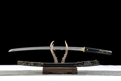 Katana – Ghost of Yōtei Gilded Night T8 Clay Tempered Blade |... blade and saya detail photo