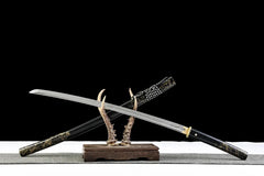 Katana – Ghost of Yōtei Gilded Night T8 Clay Tempered Blade |... handle, guard, and fittings detail photo