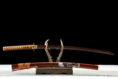 Katana – Kakuwa 褐纹 - folded steel Katana blade and saya detail photo