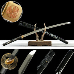 Katana – Kurohōken 黑芒剑 - T10 clay tempered steel Katana display view product photo