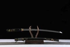 Katana – Ghost of Yōtei Gilded Night 1065 Steel | 羊蹄山の魂 暗夜鍍金 handle, guard, and fittings detail photo