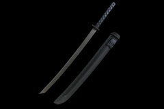 Tactical Katana – 5160 Silent Fang Straight Blade | Silent Fang blade and saya detail photo