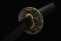 Cloud Dragon Blackened Carving A 1060 Steel Katana | NIMOFAN - 710872403171507