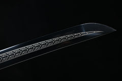 Little Giant Dragon Blackened Carving 1060 Steel Katana | NIMOFAN - 810872403171508