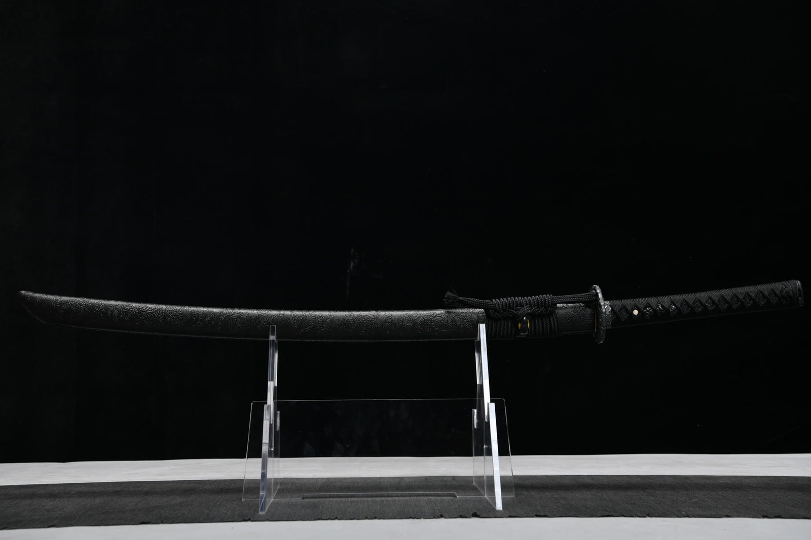 Cloud Dragon Blackened Carving B 1060 Steel Katana | NIMOFAN - 710872403171509