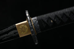 Cloud Dragon Blackened Carving B 1060 Steel Katana | NIMOFAN - 710872403171509