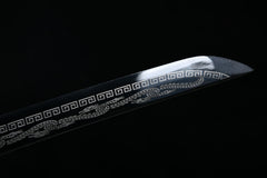 Cloud Dragon Blackened Carving B 1060 Steel Katana | NIMOFAN - 710872403171509
