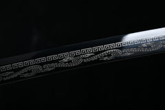 Cloud Dragon Blackened Carving B 1060 Steel Katana | NIMOFAN - 710872403171509