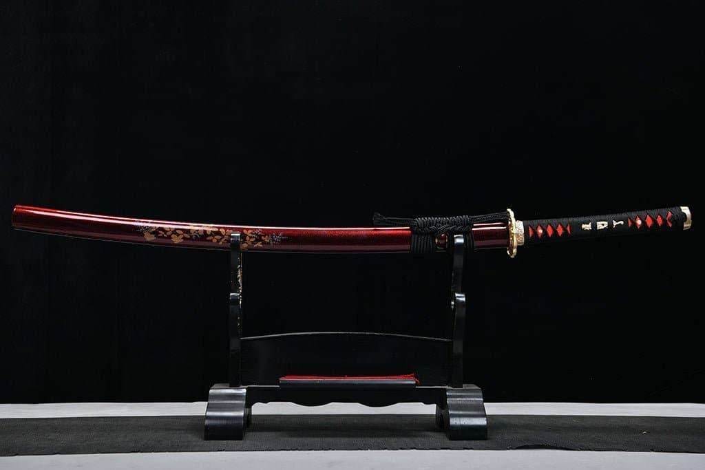 Red Katana Sword Wave Pattern Samurai Sword product photo