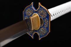 Nodachi – Yamato Katana T10 Clay Tempered | Enma no Ken 閻魔の剣 - One... handle, guard, and fittings detail photo
