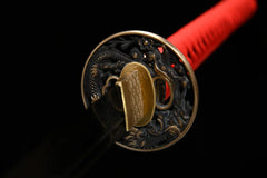 Chōtsuka – Long Handle T10 Blade 焔龍 - Katana handle, guard, and fittings detail photo