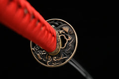 Chōtsuka – Long Handle T10 Blade 焔龍 - Katana blade and saya detail photo