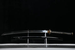 Katana – Heavy Blade Wide Manganese Steel Sword 黒雷 Kokurai - 65Mn... handle, guard, and fittings detail photo