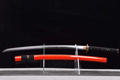 Katana – T10 Clay Tempered Blade with Digni Hamon & Tri-Polish |... blade and saya detail photo