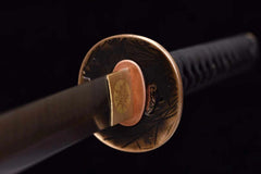 Katana – T10 Clay Tempered Blade with Digni Hamon & Tri-Polish |... handle, guard, and fittings detail photo