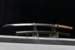 Guntō – Type 98 Late-War Officer Sword | T10 Straight Hamon - Katana handle, guard, and fittings detail photo