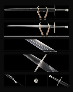arming-sword-1060-fullered-black-woven-scabbard-curved-guard composite card