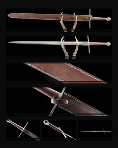 arming-sword-1060-fullered-brown-leather-scabbard-burgundy-grip-curved-guard composite card