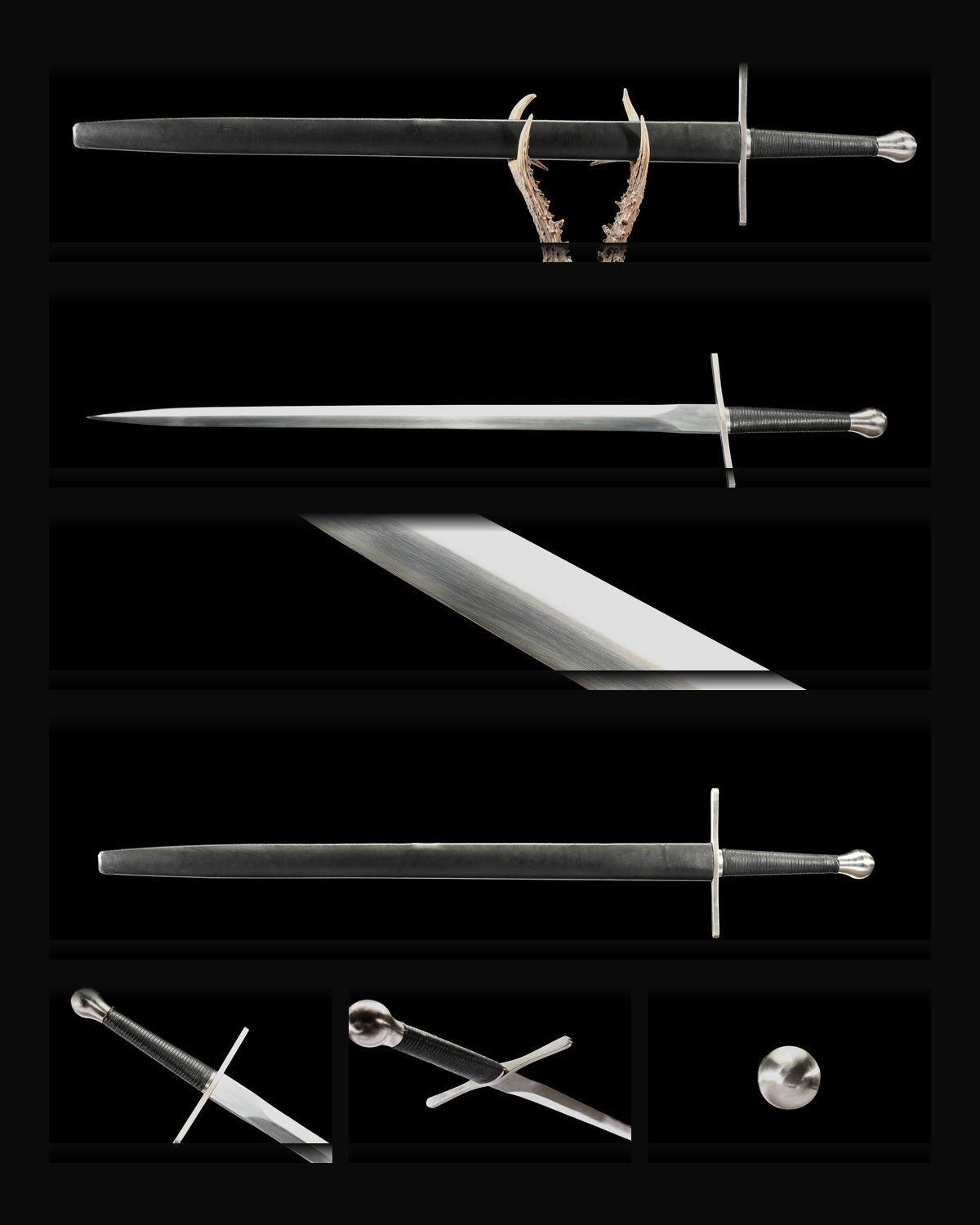 arming-sword-1060-plain-blade-black-scabbard-black-grip composite card
