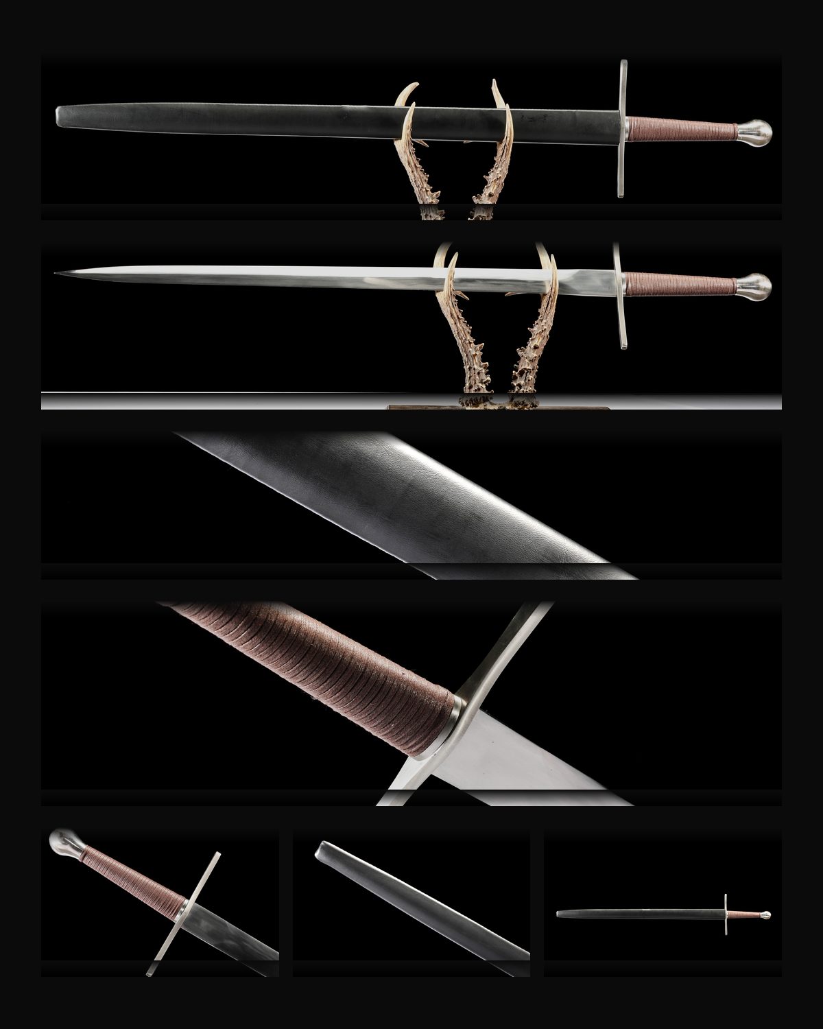 arming-sword-1060-plain-blade-black-scabbard-burgundy-grip composite card
