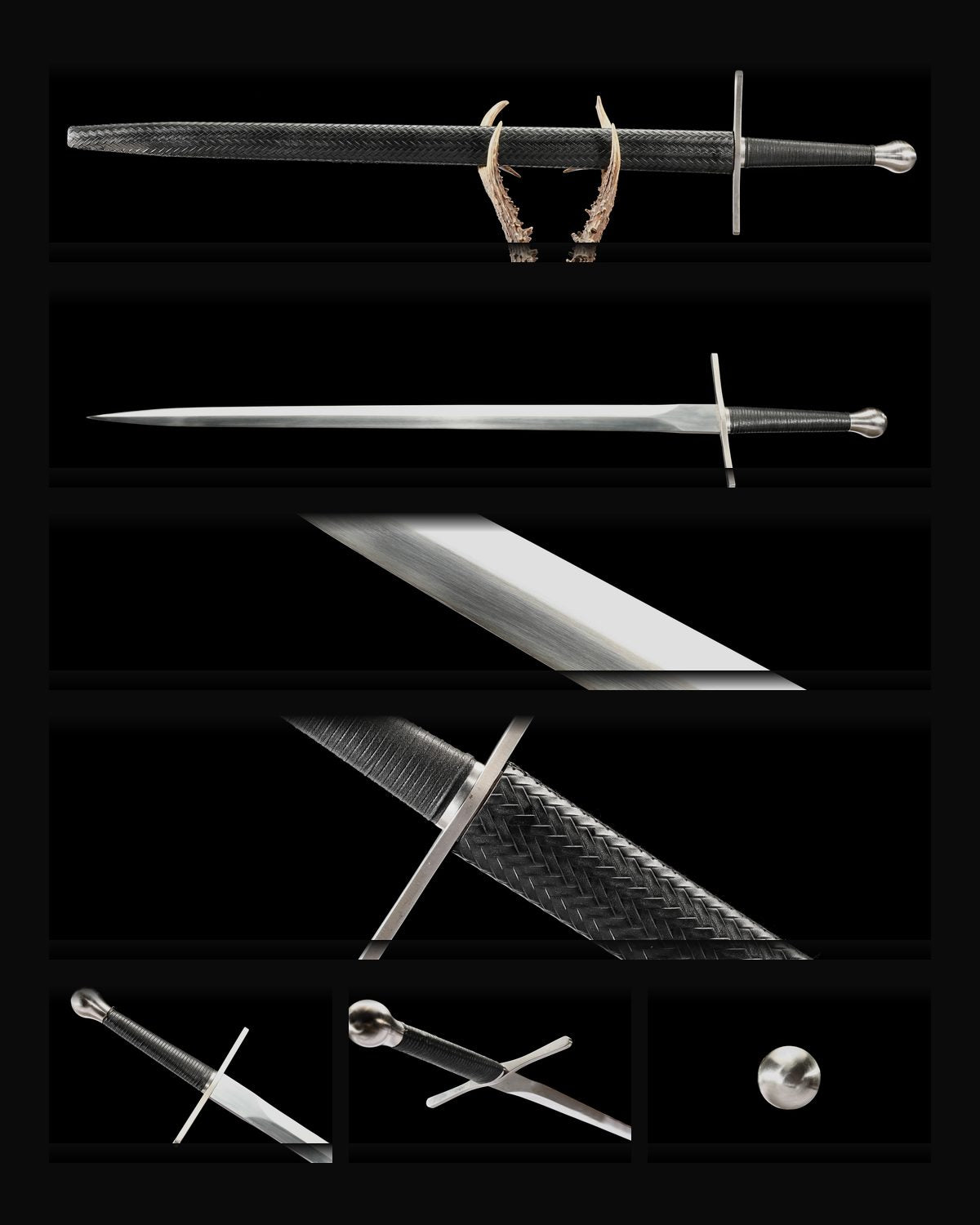 arming-sword-1060-plain-blade-black-woven-scabbard composite card