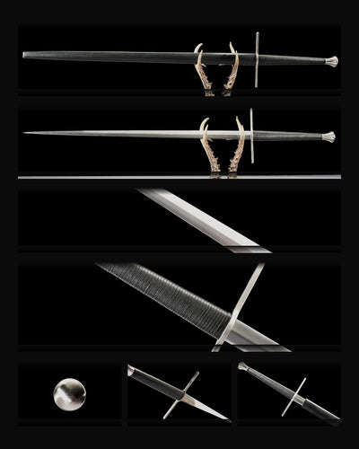 Pitkämiekka - Two-Hand, Black Scabbard, 1060 teräs
