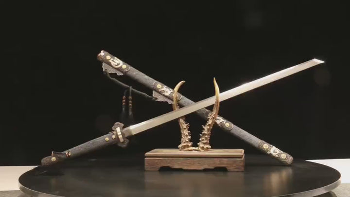 Qilin Tang Dao - Damascus Ladder Pattern Hand-Forged Showcase Video