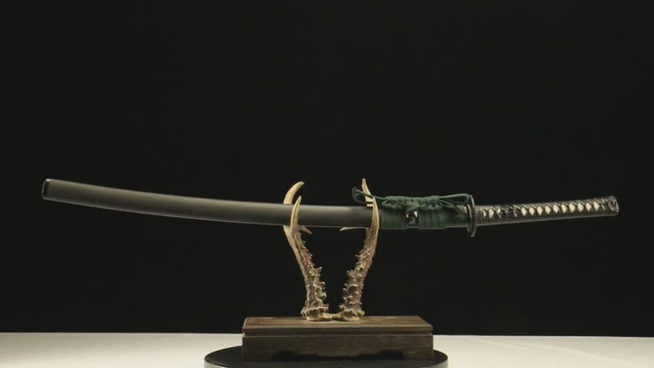 Katana – T10 Steel With Clay Tempered Hamon Full Tang Japanese... product video showing sword details and handling view