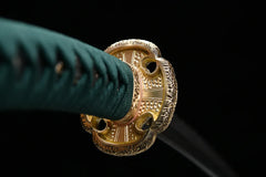 Tachi – Folded Steel Japanese Tachi Sword in Reverse Mount 花嵐 Hana... blade and saya detail photo
