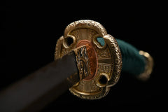 Tachi – Folded Steel Japanese Tachi Sword in Reverse Mount 花嵐 Hana... display view product photo