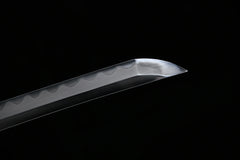 Tachi – Folded Steel Japanese Tachi Sword in Reverse Mount 花嵐 Hana... blade and saya detail photo